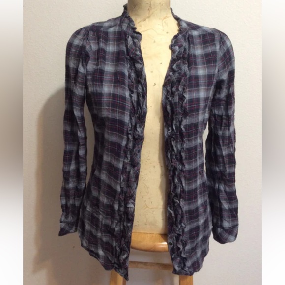 Eddie Bauer Ruffle Flannel Button zip - Picture 7 of 8